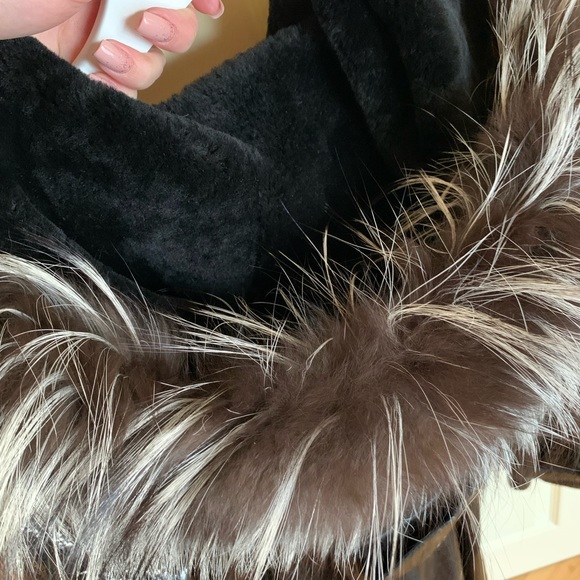 Brand New Real Black Silver Winter Fur Coat With Hood - Picture 4 of 7